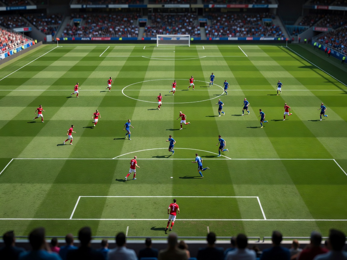 Football pitch tactical view from stands