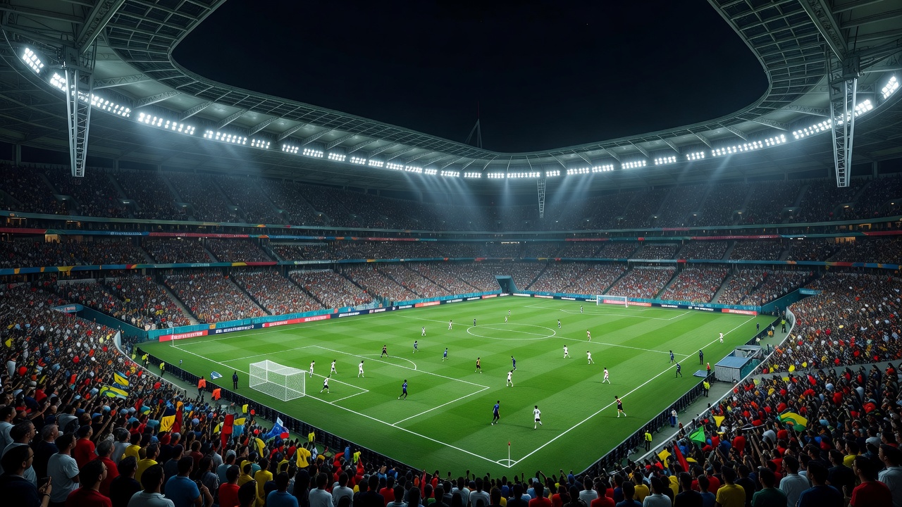 World Cup stadium wide view at night